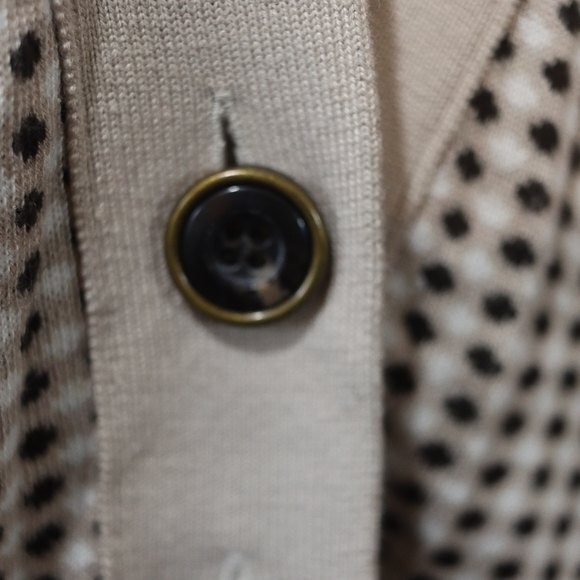 Ellen Tracy Cashmere Blend Brown Big Button Spotted Cardigan Sweater Med - Picture 5 of 10